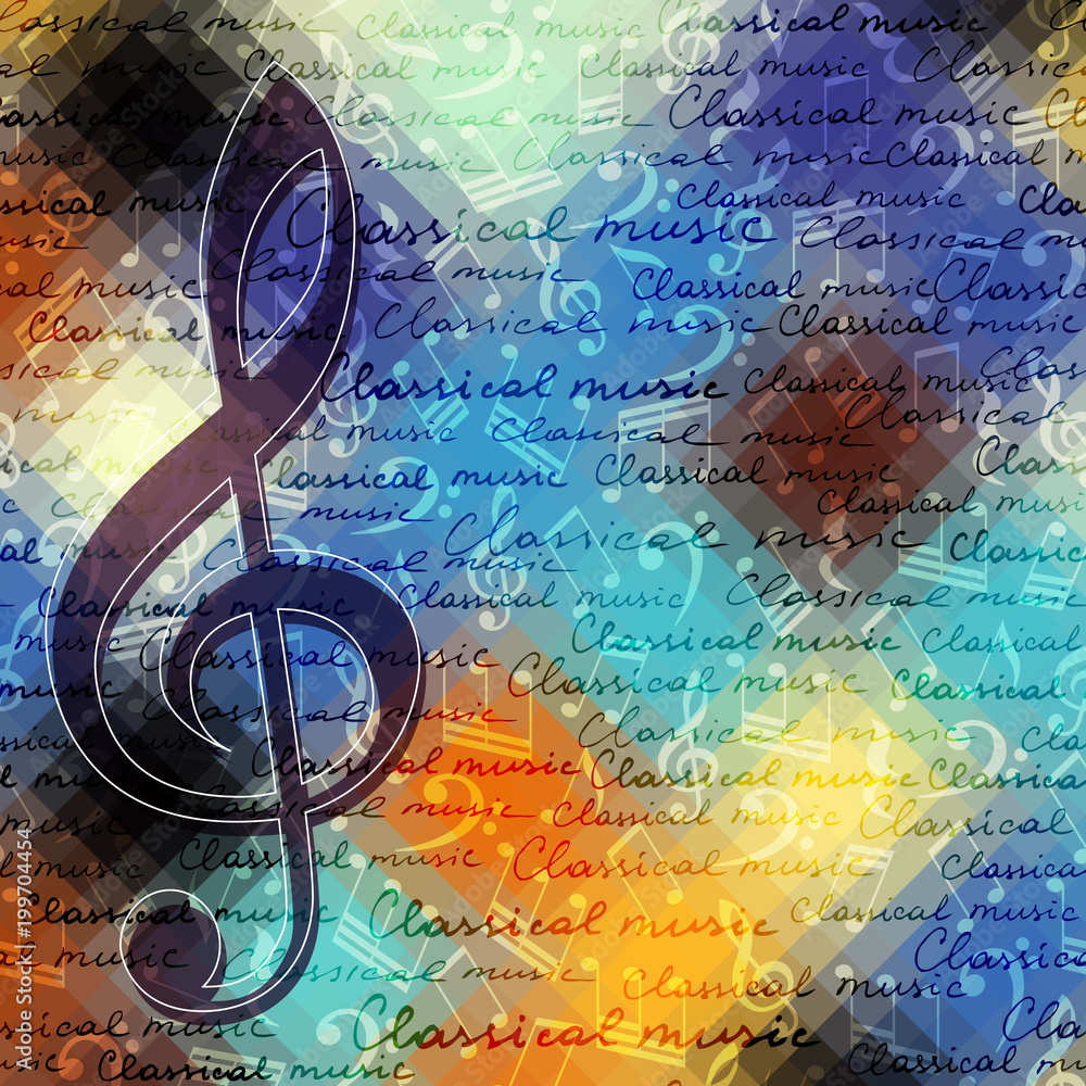 Poster classical music background pattern with the treble clef