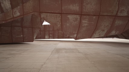 Abstract white and concrete interior. 3D illustration and rendering.