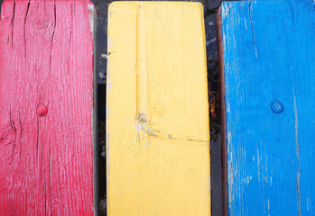 red, yellow and blue boards, colored elements