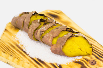 Sliced Sweet potato.