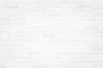 Crédence de cuisine en verre imprimé Pierres Brick wall texture pattern background in natural light white grey