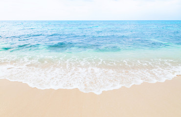 Beautiful wave touch sand beach of Miyako island, Okinawa, Japan