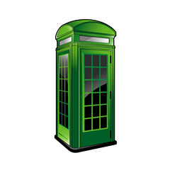 isolated green color telephone booth vector illustration