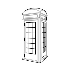 black outline telephone booth vector illustration