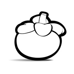 black outline Mangosteen fruit vector cartoon