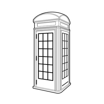 black outline telephone booth vector illustration