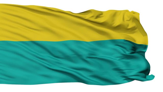 Narva flag, city of Estonia, realistic animation isolated on white seamless loop - 10 seconds long (alpha channel is included)