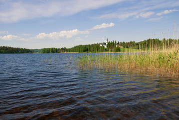 Sunny June Day on the Pappilanlahti Lake. Ruokolahti, Finland