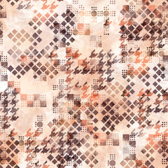 Materiał do szycia Abstract seamless pattern houndstooth design. Grunge dogtooth background. Bright print with watercolor effect. Textile print for bed linen, jacket, package design, fabric and fashion concepts.