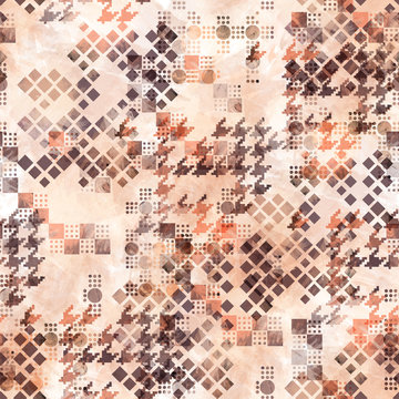 Abstract seamless pattern houndstooth design. Grunge dogtooth background. Bright print with watercolor effect. Textile print for bed linen, jacket, package design, fabric and fashion concepts.