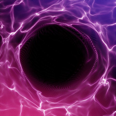 Futuristic Background. Lightning vortex background. 3D render illustrator. Abstract Tunnel. Futuristic Style. Turning Tube. Perspective Backdrop. Frame with space for text.