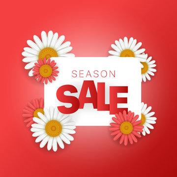 Season sale offer. Season sale vector banner. Square composition