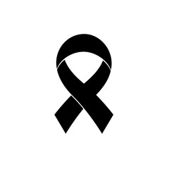 Flat vector black ribbon isolated on white. 