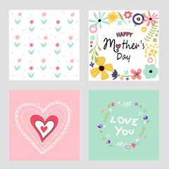 Happy mother's day template cards set