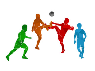 Fototapeta na wymiar colorful geometric soccer player on white background