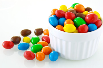 Colorful and Sweet with chocolate ball one white background