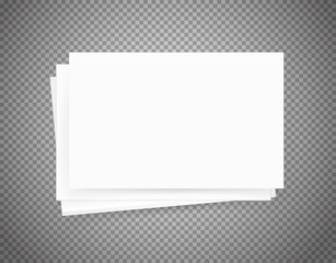 White paper sheets on transparent background vector illustration