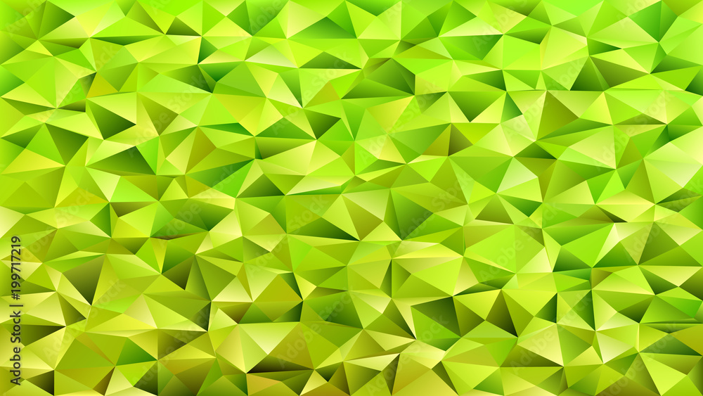 Poster Geometrical abstract tiled triangle pattern background - vector mosaic design from lime green colored triangles