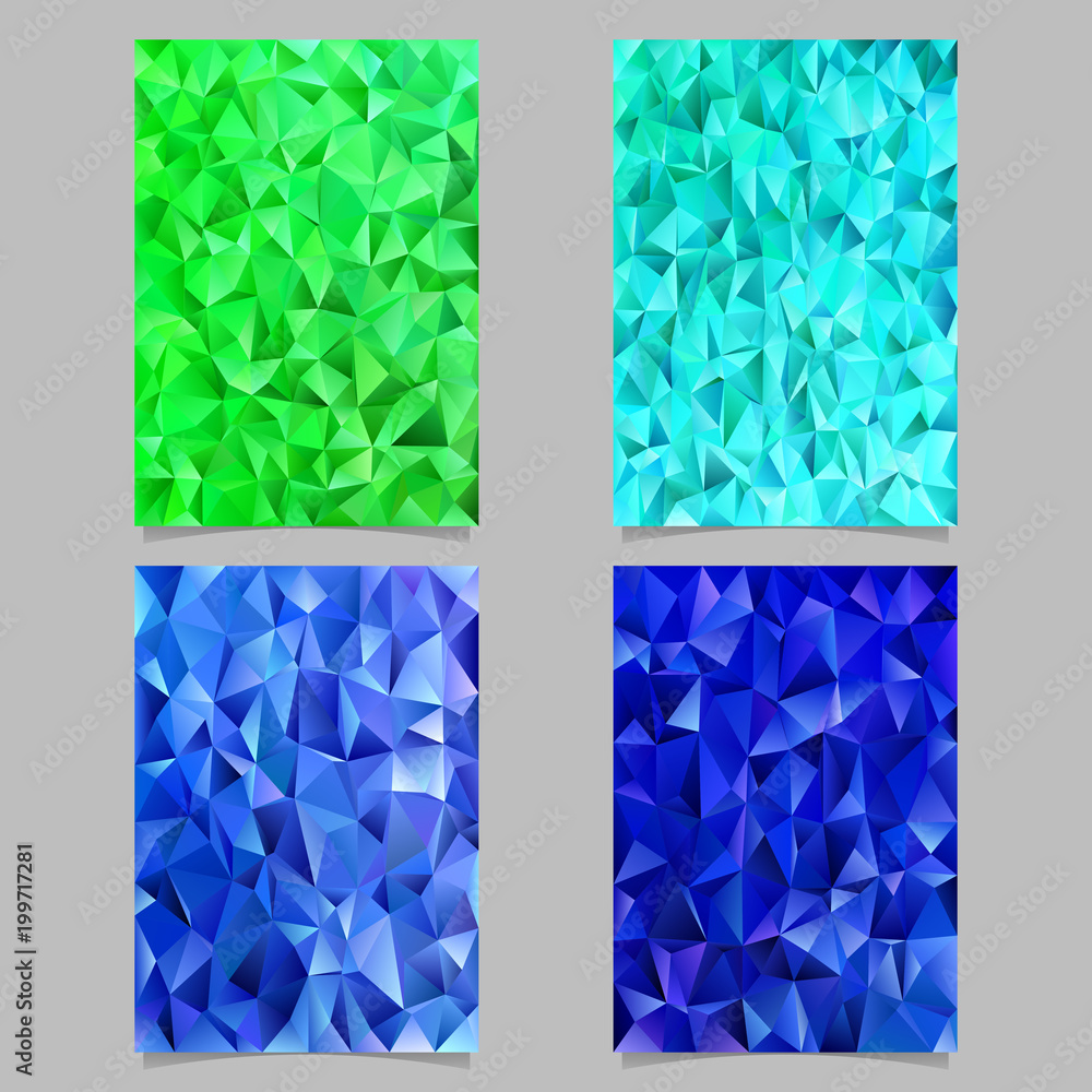 Poster abstract irregular triangle mosaic page template set - vector stationery background graphic collecti