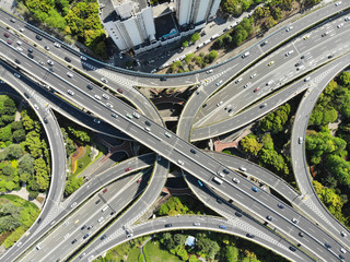 Elevated 5 Levels Road Junction in Shanghai Center