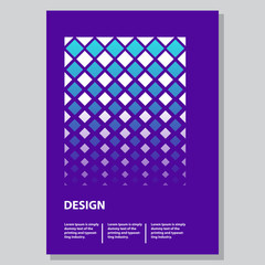 Business brochure concept design  booklet. Creative template of a cover of the book or flyer. Minimalist abstract geometrical shape rhombuses . Flat style vector.Smooth lines.Magazine cover violet