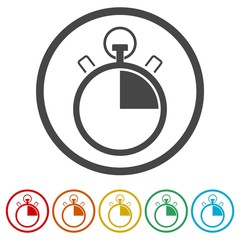Timer icon, Stop watch icon, 6 Colors Included