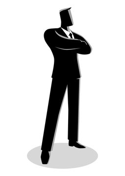 Confident business man standing with folded arms