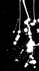 Ink splash, strokes and stains background. Paint splatter. White blots on black. Abstract vector illustration. Grunge template. 