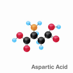 Molecular omposition and structure of Aspartic acid, Asp, best for books and education