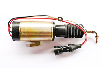 car engine stop electromagnet on white background