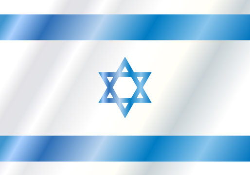 Israeli flag banner blue star icon, star of David symbol. Flag Israel national day poster, logo isolated. Jewish Holiday sign, Israel Independence Day vector t-shirt print Jerusalem design