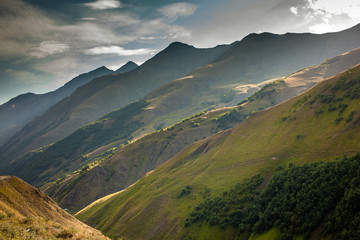 Fototapeta premium Landscapes of the Upper Khevsureti region in Georgia