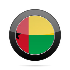 Flag of Guinea-Bissau. Shiny black round button.