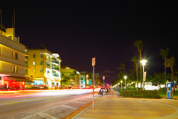 Ocean Drive Miami Beach at night