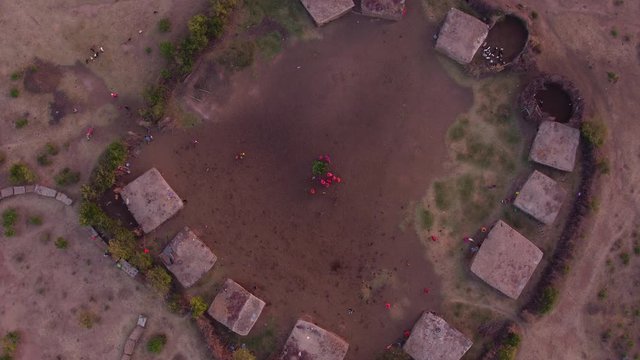 Aerial of a settlement in Maasai land