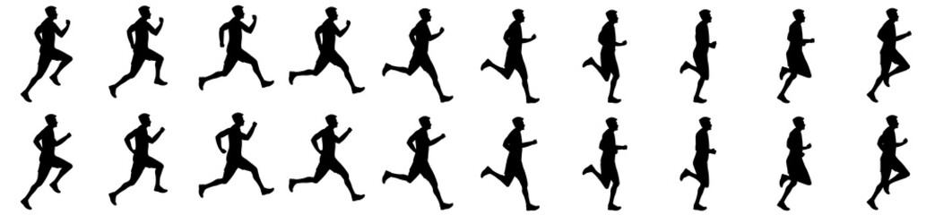 Fototapeta na wymiar Man Run Cycle Animation Sprite Sheet, Jogging, Running,