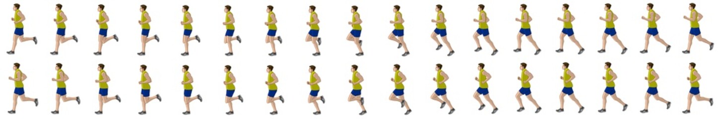 Man Run Cycle Animation Sprite Sheet, Jogging, Running,