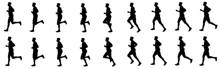 Fototapeta na wymiar Man Run Cycle Animation Sprite Sheet, Jogging, Running,