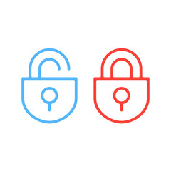 Thin line lock icons. Open and closed padlocks flat line icons set. Vector illustration isolated on white background