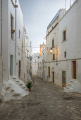 Fototapeta na wymiar Ostuni (Puglia, Italy) - The gorgeous white city in province of Brindisi, Apulia region, Southern Italy, with the old historic center on the hill and beside the sea