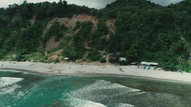 Cinematic aerial view of NAMPU beach, South Yogyakarta, Indonesia - March, 2018