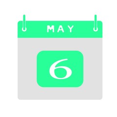 Calendar flat icon 6th of May. Vector illustration.