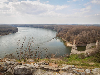Ruins of the Devin castle over the Danube river in Bratislava, Slovakia