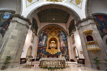 interior view of the basilica de la Candelaria and shrine of Black Madonna, patron saint of Canary Islands, Spain