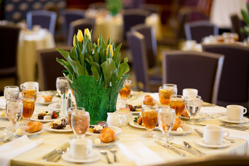 Fancy Table Setting with Tulips at Luxury Event