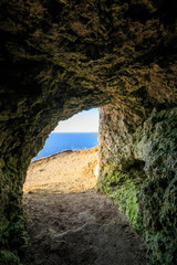 View of the sea from a cave