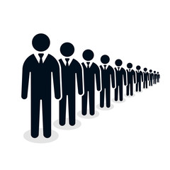 Businessmen ranks, people line group of human silhouette figures illustration
