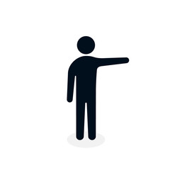 Man with one hand up on white background. Vector illustration of men silhouette. Black people sign