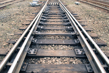 Fototapeta premium Railroad: Rails, Sleepers, Arrow.