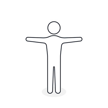 recommend clip art: Men silhouette with hands up on white background. Black people silhouette Vector line illustration